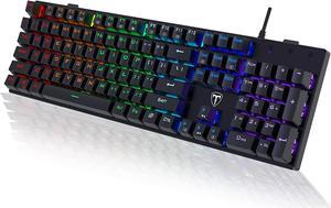 RGB 104 Keys Mechanical Gaming Keyboard, Ultra-Slim LED Backlit USB Wired Keyboard with Blue Switch, Durable ABS Keycaps/Anti-Ghosting/Spill-Resistant Mechanical Keyboard for PC Mac Xbox Gamer