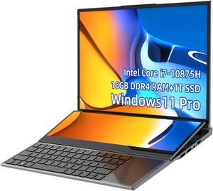 JSHIX Business Laptop Windows 11 Pro dual screenmain screen16 and 14Touchscreen secondary screen Intel Core i7 10th Gen 10875H 250GHz 16GB Memory 512GB PCIe SSD