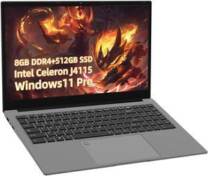 JSHIX  Laptop Windows 11 Pro , 15.6" FHD(1920 x 1080) IPS Display,Intel J4115 CPU Notebook Computer, 8GB RAM DDR4, 512GB SSD,Full Size Backlit Keyboard with Fingerprint Reader,3.3 lbs