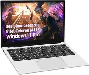 JSHIX  Laptop Windows 11 Pro , 15.6" FHD(1920 x 1080) IPS Display,Intel J4115 CPU Notebook Computer, 8GB RAM DDR4, 256GB SSD,Full Size Backlit Keyboard with Fingerprint Reader,3.3 lbs Silver 256 GB