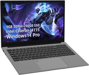 JSHIX  Laptop Windows 11 Pro , 15.6" FHD(1920 x 1080) IPS Display,Intel J4115 CPU Notebook Computer, 8GB RAM DDR4, 256GB SSD,Full Size Backlit Keyboard with Fingerprint Reader,3.3 lbs Gray 256 GB