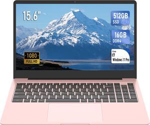 JSHIX  Laptop. Windows 11pro .15.6 Inches .Core  i7 processor i7.15.6" FHD(1920 x 1080) IPS Display.16GB RAM DDR4, 512GB M.2 SSD,Full Size Backlit Keyboard . Pink Gold