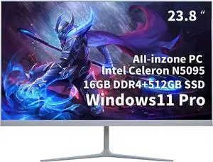 JSHIX .All-in-One PC .24".  Windows 11 Pro, Intel Celeron Processor N5095,16GB DDR4 RAM 512GB M.2 SSD Desktop Computer, FullHD 1080P IPS  Display ,Wifi, Bluetooth,HDMI,VGA,USB Gift keyboard and mouse