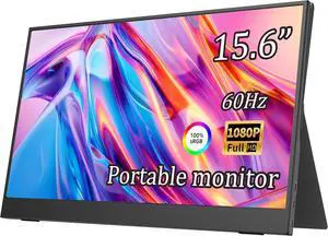 JSHIX 15.6" inch Portable Monitor IPS FHD 1080P HDR monitor Portable Laptop with HDMI USB C Gaming Monitor Eye Care Computer second Display dual speakers black for Laptop PC Phone PS4 Xbox