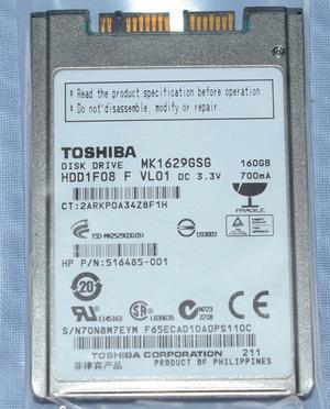 Toshiba MK1629GSG 160GB,Internal,5400RPM,1.8"HDD1F08 HDD NEW