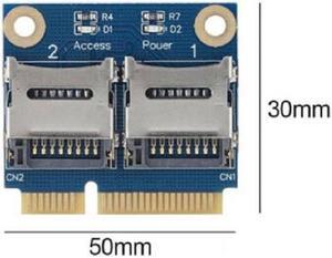 Mini PCI-E PCIE to 2x Micro SD TF SDHC SDXC Memory Card Reader Adapter Converter