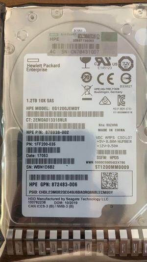 HPE 872479-B21 872737-001 1.2TB 10K 12G 2.5 SAS SC DS HDD INCLUDES HDD TRAY