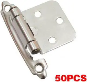 Lot of 25 Pairs (50pcs) Self Closing OVERLAY Flush Cabinet Hinges - Satin Nickel
