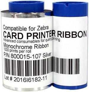 800015-107 Silver Ribbon for Zebra P300 P310 P320 J300C Printers 1000 Print