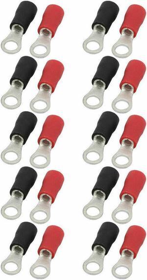 20pcs RV2-4S Pre Insulated Ring Crimp Terminal Red Black for AWG 16-14 Wire KD