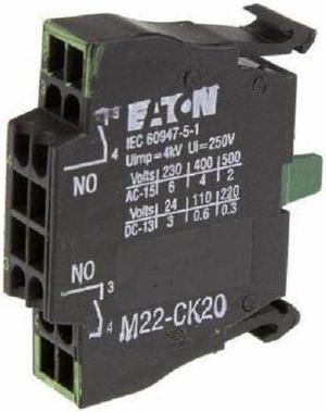 1PCS EATON M22-CK20 Contact Block 2NO Spring-cage Black KD