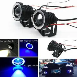 3in Car Angel Eye COB Blue/White Halo Ring DRL Hawkeye LED Fog Driving Light