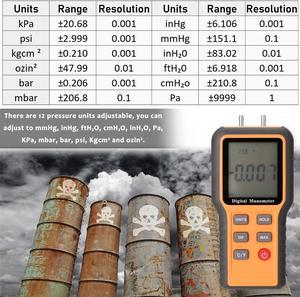 Dual Port Digital LCD Manometer Air Pressure Meters Indoor Temp Measure  H2Q1