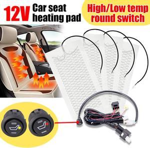 Universal Round Switch Seat Heater,Heated Seat Kit,4 Pads For 2 Seats 12V J9J3