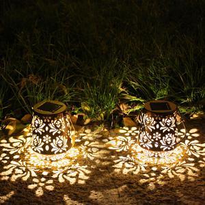 2PCS Solar LED Hanging Light Lantern Outdoor Waterproof Garden Lamp Decor P0A9