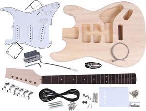 DIY ST Electric Guitar Kit Basswood Body Maple Neck Rosewood Fingerboard B0Y2