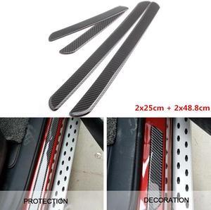 4PcCar Door Sill Pedal Carbon Fiber Scuff Plate Cover Panel Step Protector Strip