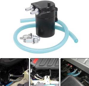 Black Aluminum Alloy Cylinder Car Oil Catch Can Reservoir Tank with Dipstick Kit