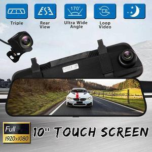 10" Touch Screen Rear View Mirror Camera Cycle Recording Night USE Dual Lens