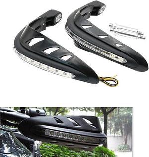 1Pair 22mm Motorcycle Handlebar Hand Protector Cover Light White LED Hand Guard