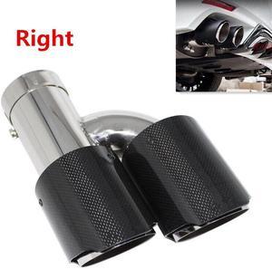 Car Right Glossy Carbon Fiber Exhaust Pipe H Rear Dual Exhaust Tip End Chrome