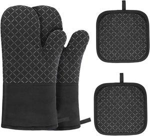 4PCS Oven Mitts And Pot Holders Set For BBQ Kitchen Baking Cooking Grilling P1M4