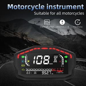 Adjustable Motorcycle Speedometer Dashboard Temperature Gauge LED LCD Odometer