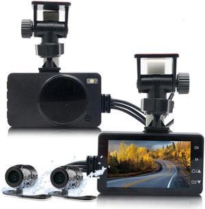 Motorcycle Dash Dual Lens Recording Camera 3" LCD Screen 120Degree Angle Driving