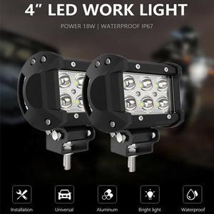 2Pcs Motobike Work Light 18W 6 Led Light Bar Beams Tractor Spotlight Flood Lamp