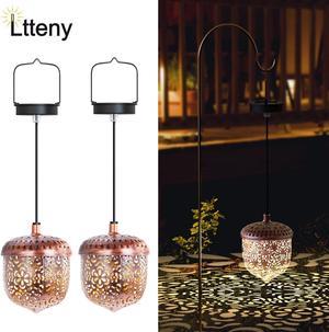 Outdoor Solar Lantern Hanging Light Waterproof Yard Patio Garden Metal Lamp N1I9