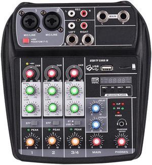 Professional 4 Channel Audio Mixer Sound Board Mixing Console Reverb Effect Q8V1