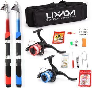 Lixada Fishing Rod Reel Combo With 2PCS 2.1m Fiberglass Fishing Rod 6 Sections