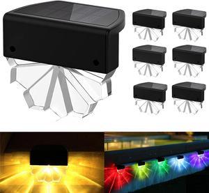 6PCS Solar RGB Deck Lights Path Garden Patio Pathway Stairs Step Fence Lamp K7L9