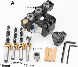 3in1 Woodworking Holes Drilling Locator Alloy Punch Positioner O8Z1