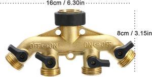 4 Way Garden Hose Splitter 3/4in Hose Connector Diverter with R5W0