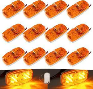 Amber Trailer RV Marker Light, 10 High-intensity LED, 4x2, 12 Pcs | For Camper, Trucks, Boat 12V, Bullseye/Tiger Eye/Double Bubble Clearance Side Marker Light, IP67 DOT Compliant Surface Mount Amber Trailer RV Marker Light, 10 High-intensity LED, 4x2, 12 Pcs | For Camper, Trucks, Boat 12V, Bullseye/Tiger Eye/Double Bubble Clearance Side Marker Light, IP67 DOT Compliant Surface Mount