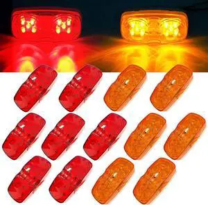 13Pcs Amber/Red Trailer Marker Light 4x2 Rectangle Led Light Indicators | 10LED Double Bullseye Side Marker Lights Tiger Eye Lamp Surface Mount RV Camper Trucks, 2 Wire 13Pcs Amber/Red Trailer Marker Light 4x2 Rectangle Led Light Indicators | 10LED Double Bullseye Side Marker Lights Tiger Eye Lamp Surface Mount RV Camper Trucks, 2 Wire