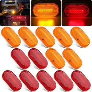 14Pcs 4" Inch Rectangular Led Trailer Marker Lights w/Reflex Lens | 2" x 4" Rectangle Trailer LED Clearance Side Marker Lights 6 LED Surface Mount for Truck RV Camper Motorhome Running Lights 14Pcs 4" Inch Rectangular Led Trailer Marker Lights w/Reflex Lens | 2" x 4" Rectangle Trailer LED Clearance Side Marker Lights 6 LED Surface Mount for Truck RV Camper Motorhome Running Lights
