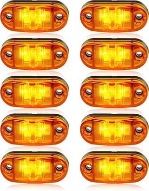 10 Pack Amber DC12-24V IP68 Waterproof LED Trailer Lights Kit Front Rear LED Side Marker Clearance Indicators Light for RV Camper Truck Van Caravan Boat 10 Pack Amber DC12-24V IP68 Waterproof LED Trailer Lights Kit Front Rear LED Side Marker Clearance Indicators Light for RV Camper Truck Van Caravan Boat