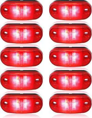 10 Pack Red DC12-24V IP68 Waterproof LED Trailer Lights Kit Front Rear LED Side Marker Clearance Indicators Light for RV Camper Truck Van Caravan Boat 10 Pack Red DC12-24V IP68 Waterproof LED Trailer Lights Kit Front Rear LED Side Marker Clearance Indicators Light for RV Camper Truck Van Caravan Boat