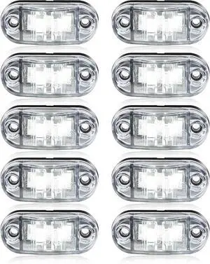 10 Pack White DC12-24V IP68 Waterproof LED Trailer Lights Kit Front Rear LED Side Marker Clearance Indicators Light for RV Camper Truck Van Caravan Boat 10 Pack White DC12-24V IP68 Waterproof LED Trailer Lights Kit Front Rear LED Side Marker Clearance Indicators Light for RV Camper Truck Van Caravan Boat