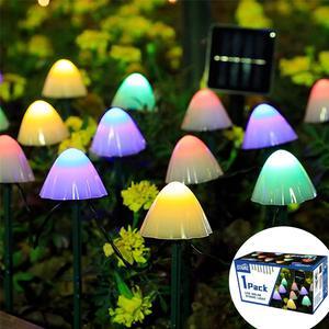 SOWAZ 6.56-ft Solar White Outdoor Mushroom String Light MultiColor Changing-Light 20LED Mini Bulbs
