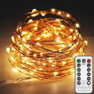 SOWAZ Battery-operated Remote Control 100 LED 33ft Copper String Light Bulbs