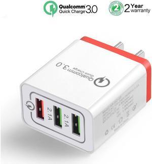 IXJYLCPC Quick Charge 3.0 Lightning Cable Fast Wall Charger 3 Ports Tablet iPad Phone Charger Adapter Qualcomm Travel Plug For iPhone X/8/8+/7P Samsung S9/S8/S7/Edge/Note Wireless Charger