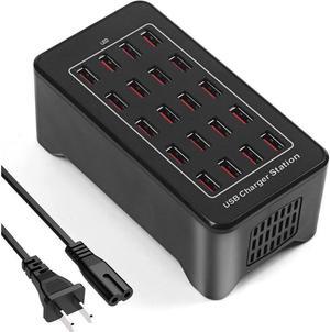 IXJYLCPC Multiple Chargers USB Charging Station, 20-Port 100W 20A Desktop USB Charging Station for Hotels, Schools, Shops, Shopping malls and Travel - Black