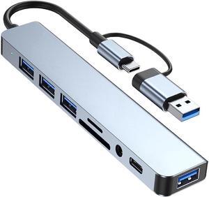 IXJYLCPC USB Hub,USB C hub,USB hub with USB C Multiport Adapter, USB Splitter with 1xUSB 3.0,2xUSB2.0,TF/SD Card Reader,USB c hub for MacBook Pro/PC/Laptop/Tablet Devices (Grey 8in1)
