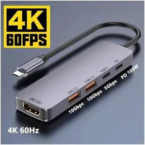 XJYLCPC 5-Port USB C 3.2 Hub, USB-C 3.2 Extender Adapter with 2*USB A 3.2 & USB C 3.2 Ports,4K@60Hz HDMI 140W PD 10Gbps High Speed USB C Multiport Splitter for MacBook Air/Pro iPhone 15 and More