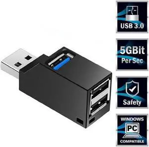 XJYLCPC USB3.0 to USB 3.0+2USB2.0 Hub Splitter USB Extender 3 Port USB Ultra Slim Data Hub for MacBook, Mac Pro/Mini, iMac, Ps4, Surface Pro, XPS, PC, Flash Drive, Samsung More