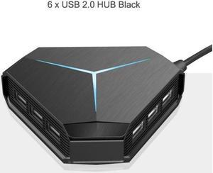 XJYLCPC USB 2.0 Hub Splitter Super Speed 6 Port USB Ultra Slim Data Hub with LED Indication Compatible with Multi-device Desktop Laptop, Notebook PC, Mobile HDD, and More