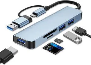 XJYLCPC USB C & USB Hub Docking Station 5 in 1 with 3 USB A Ports with 5Gbs Data,TF/SD Card Reader Compatible with MacBook/Laptops and More Devices, HDD, Xbox, Printer, Mouse, Keyboard
